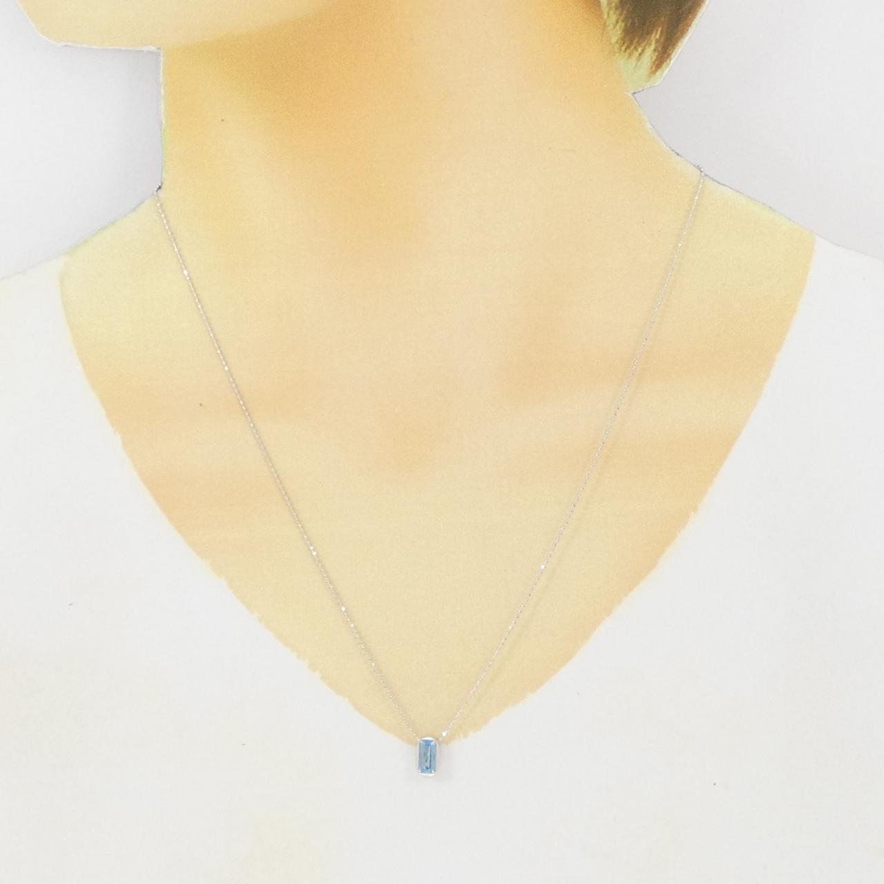 K14WG 2ウェイ ブルー トパーズ ネックレス