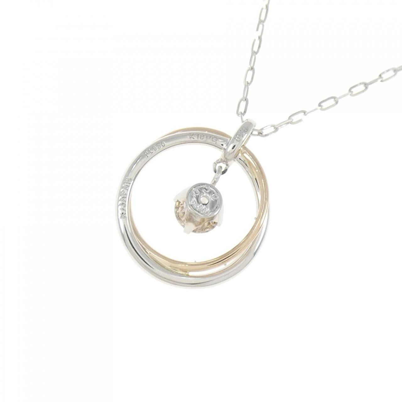 Au750 ホワイト/ピンクゴールド ダイヤモンド ネックレス