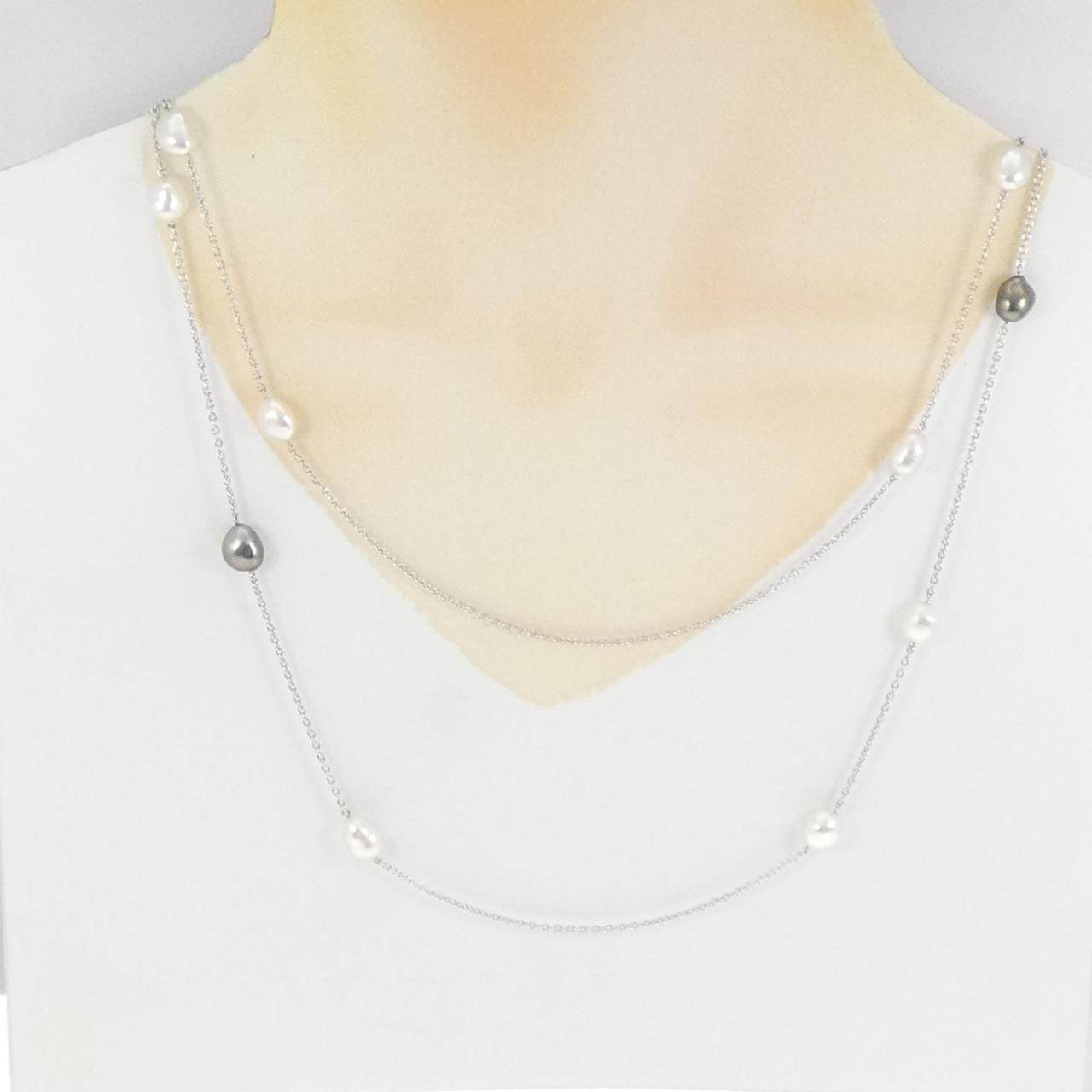 ミキモト Au750 白蝶黒蝶パールネックレスブレスレットセット