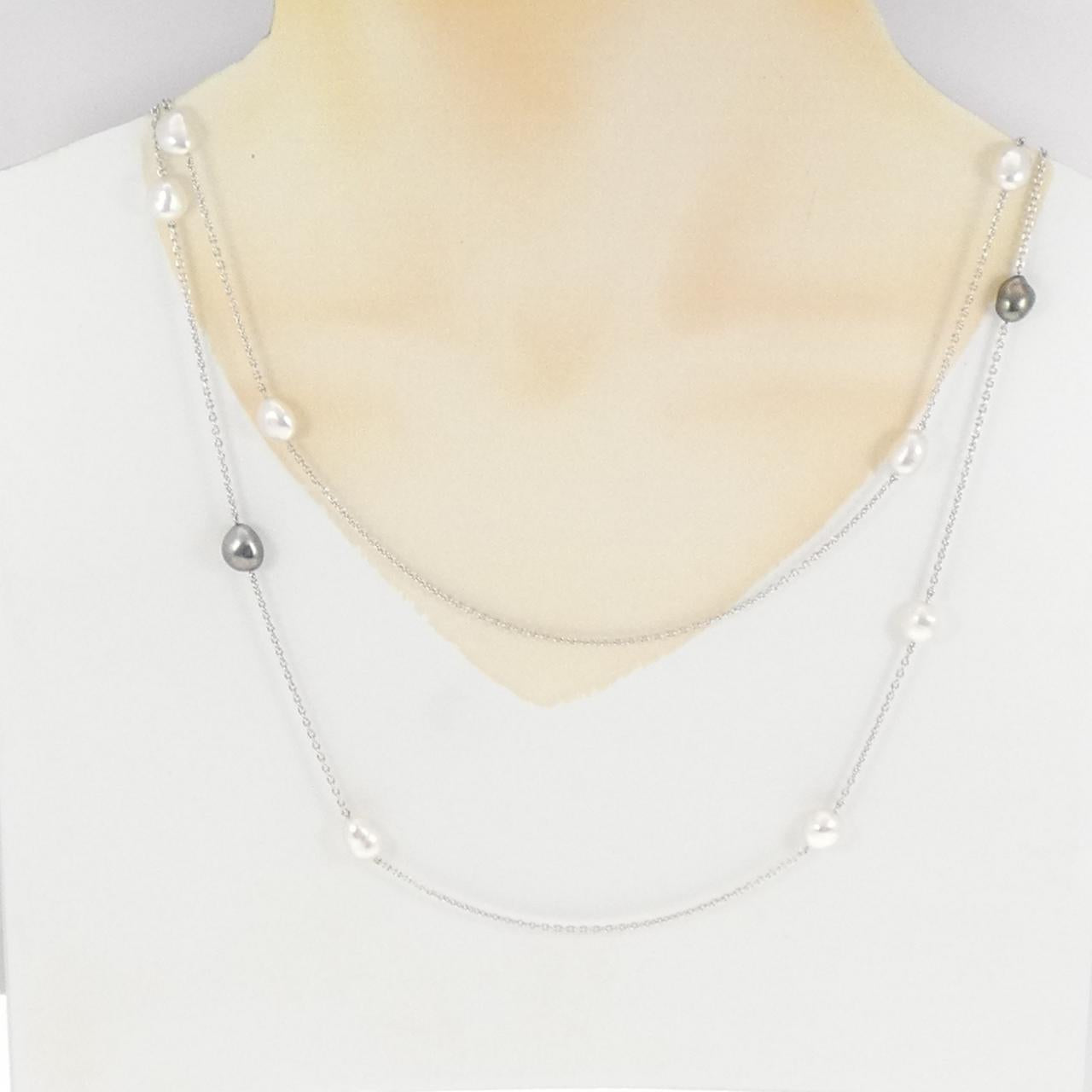 ミキモト Au750 白蝶黒蝶パールネックレスブレスレットセット