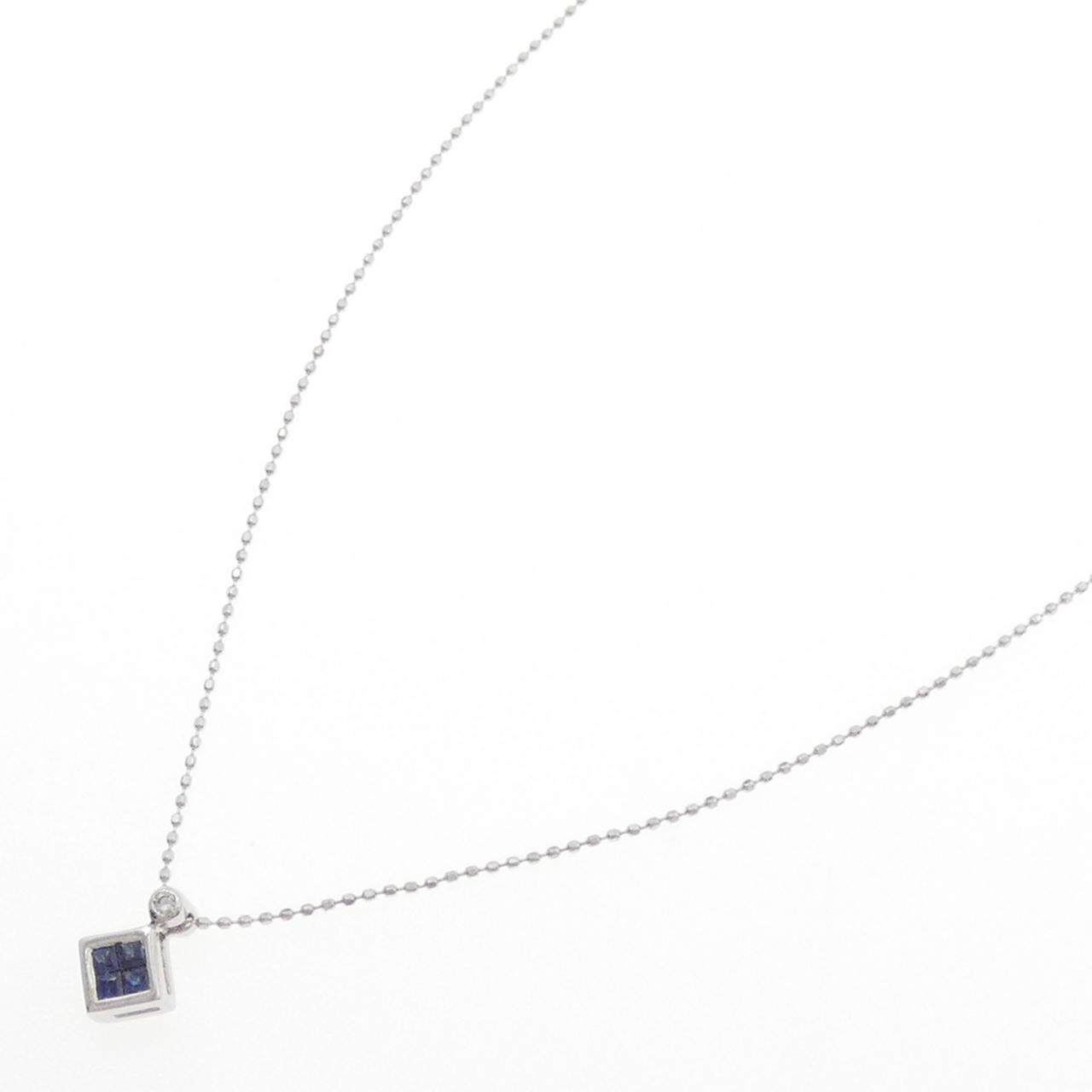Au750ホワイトゴールドサファイアダイヤモンドネックレス