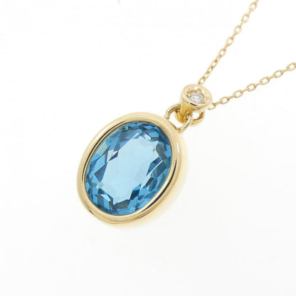 Au750 ブルー トパーズ ダイヤモンド ネックレス