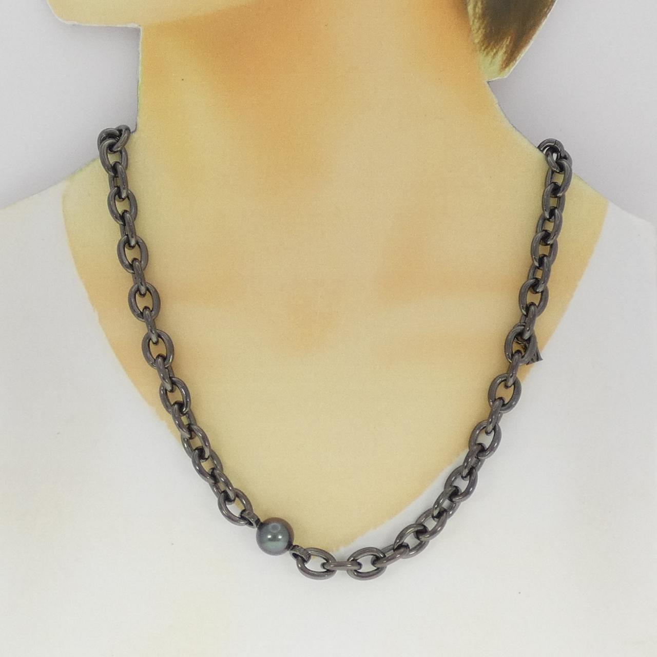 ミキモト ブラック サウス シー パール シルバー ネックレス