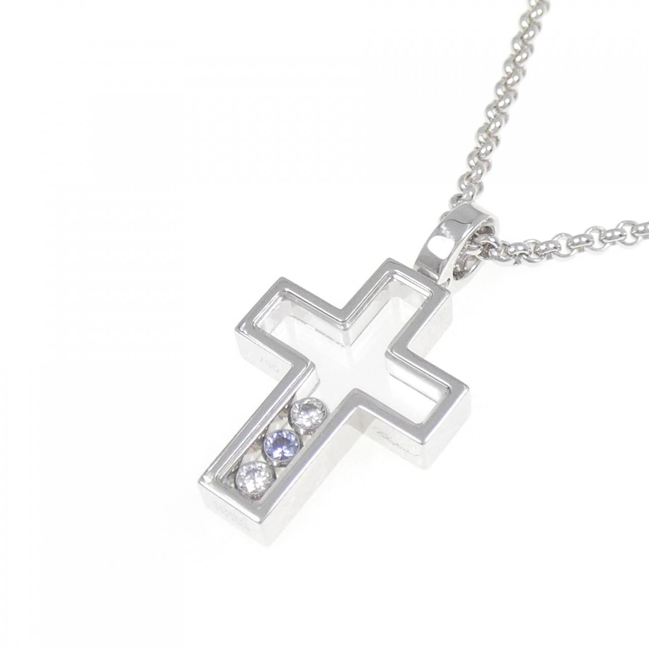 ショパール 750 ホワイト ゴールド サファイア ダイヤモンド ネックレス