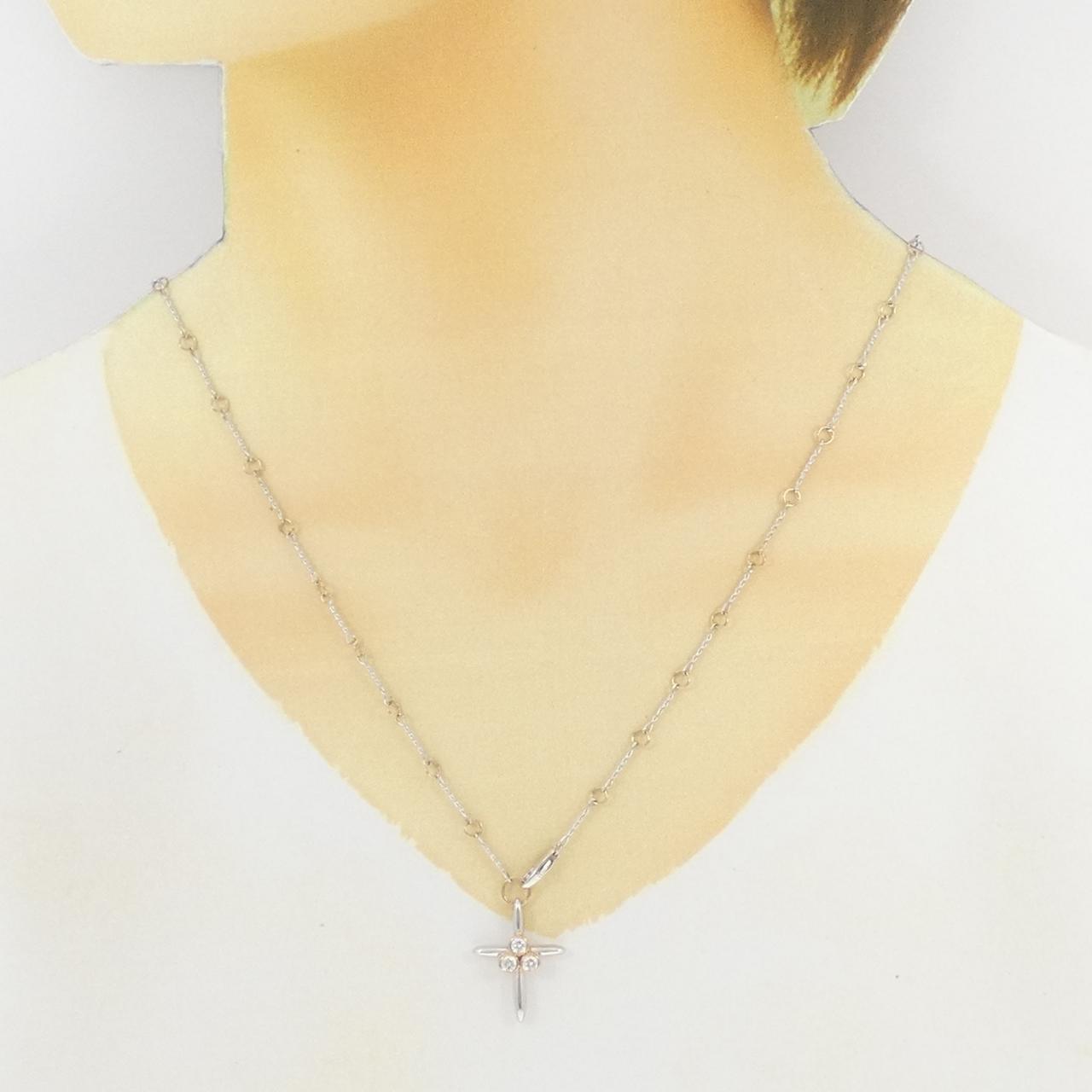 K18WG K18PG クロス ダイヤモンド ネックレス