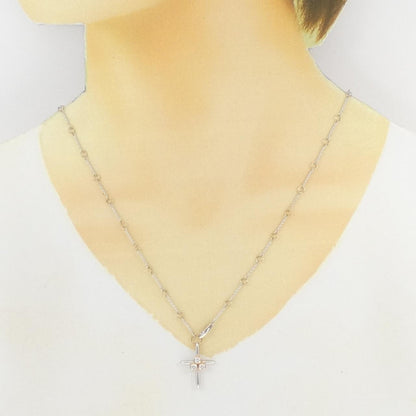 K18WG K18PG クロス ダイヤモンド ネックレス