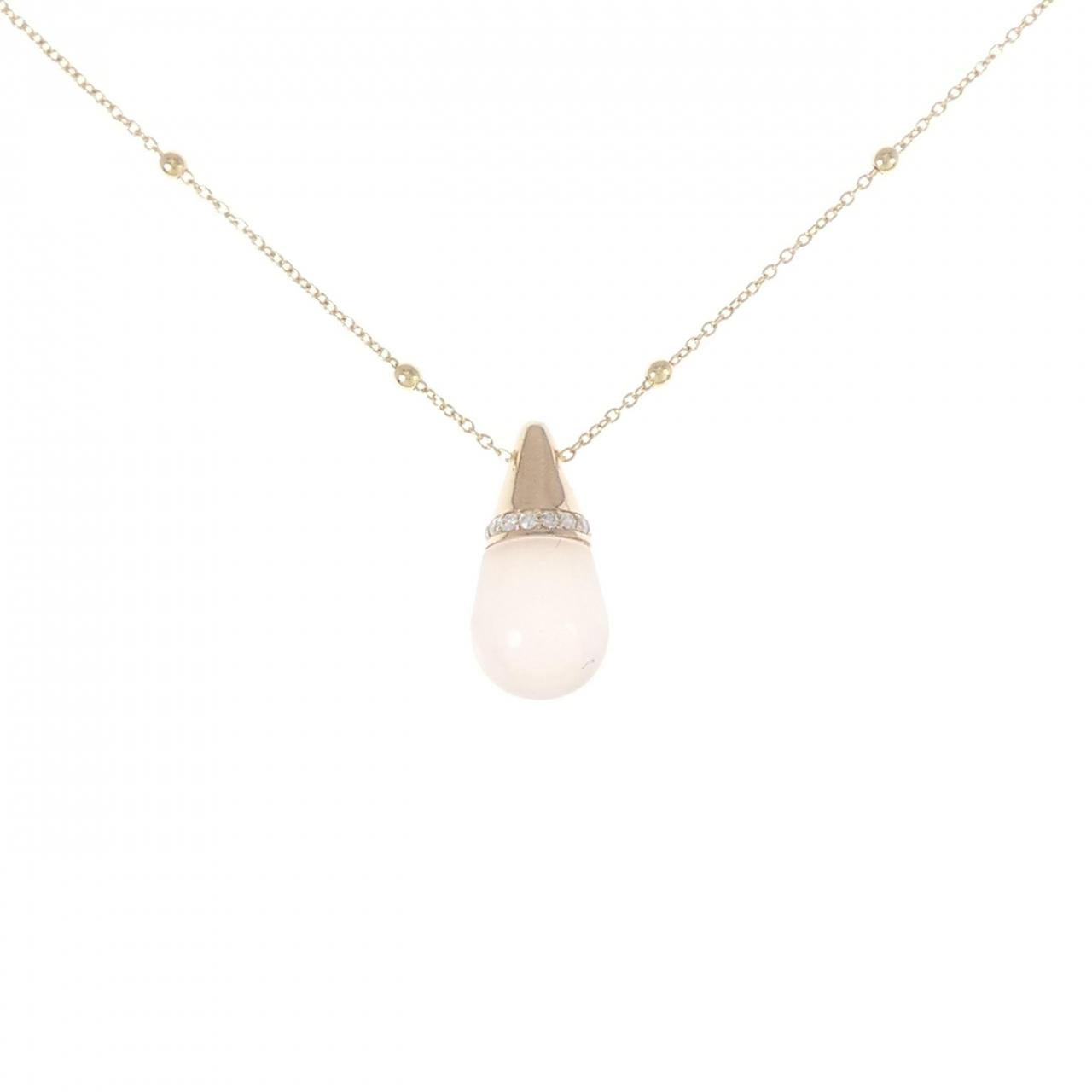 ヴェレッタオッターヴァ Au750ピンクゴールドイエローゴールドローズクオーツダイヤモンドネックレス