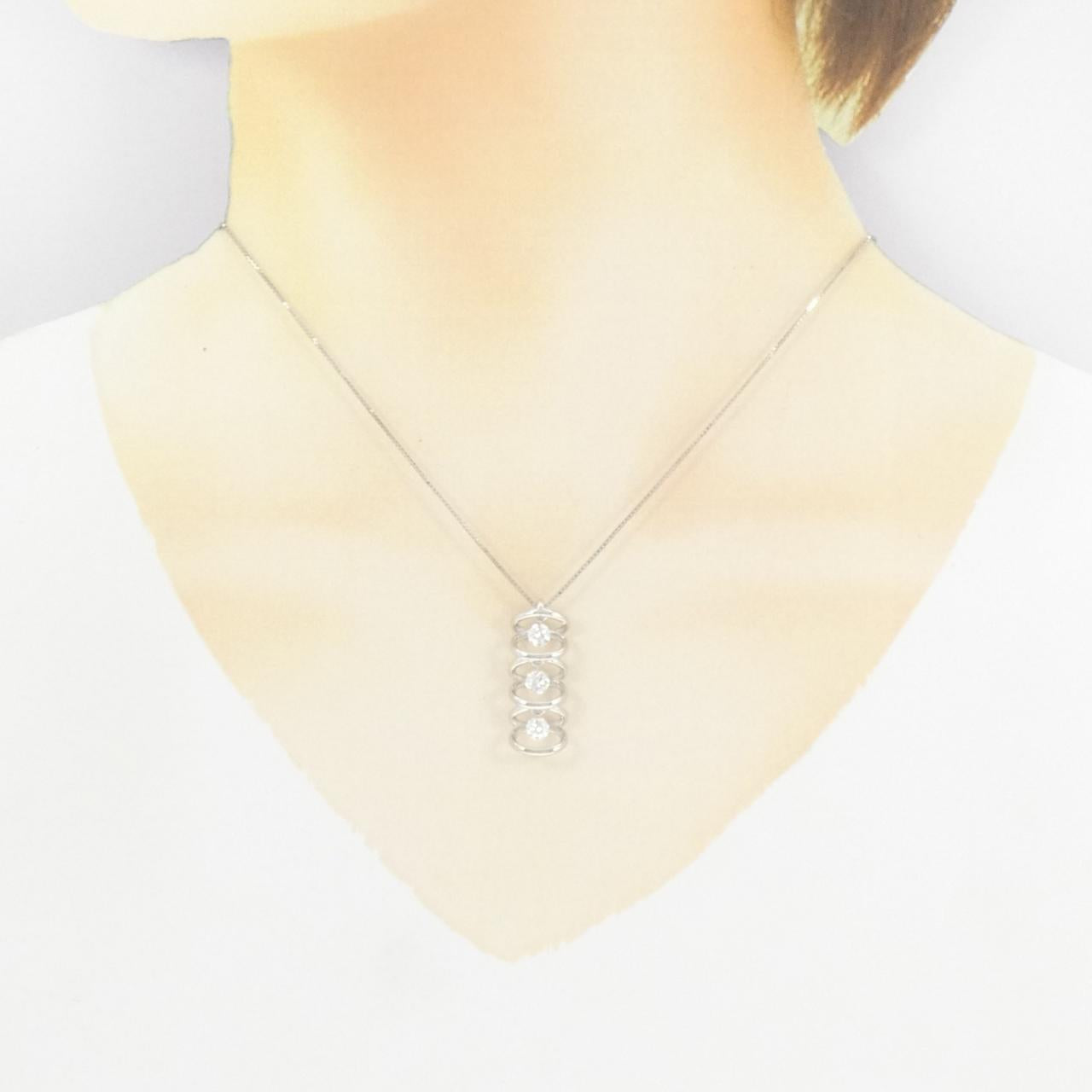 Pt900 K18WGダイヤモンドネックレス