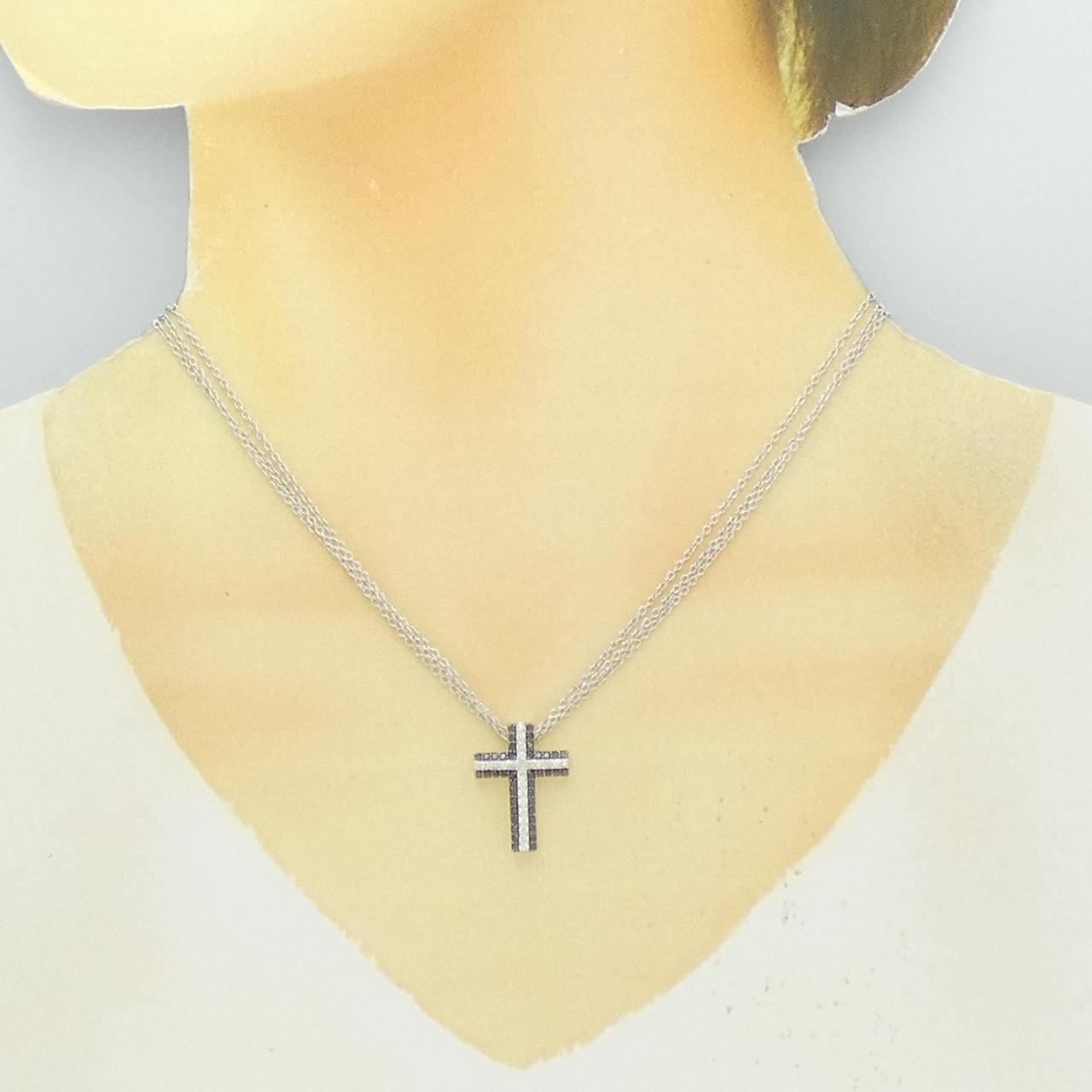ポンテヴェキオ Au750ホワイトゴールドブラックゴールドダイヤモンドネックレス