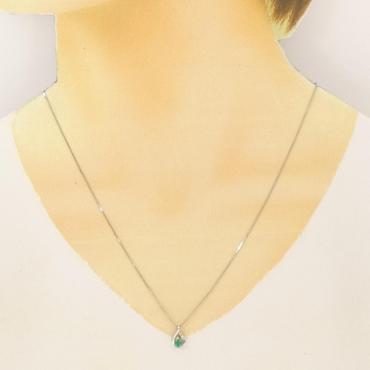 Pt900 Pt850 エメラルド ダイヤモンドネックレス