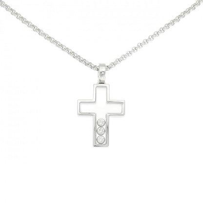 ショパール ハッピー クロス 750 ホワイト ゴールド ネックレス