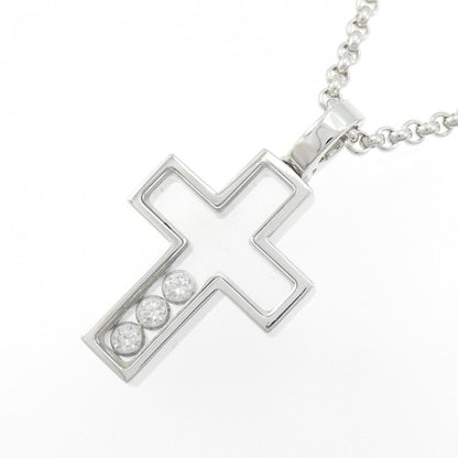 ショパール ハッピー クロス 750 ホワイト ゴールド ネックレス