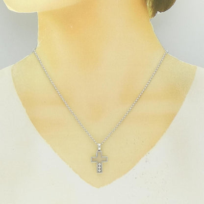 ショパール ハッピー クロス 750 ホワイト ゴールド ネックレス