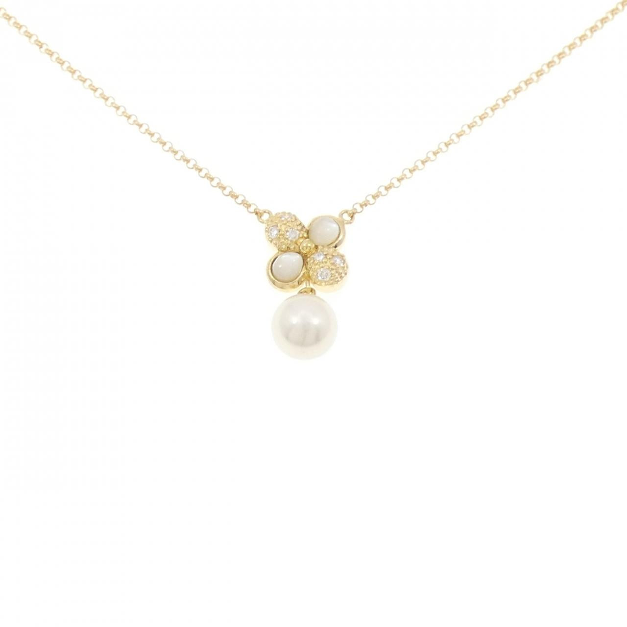 フラワー アコヤパール ダイヤモンド マザーオブパール ネックレス Au750