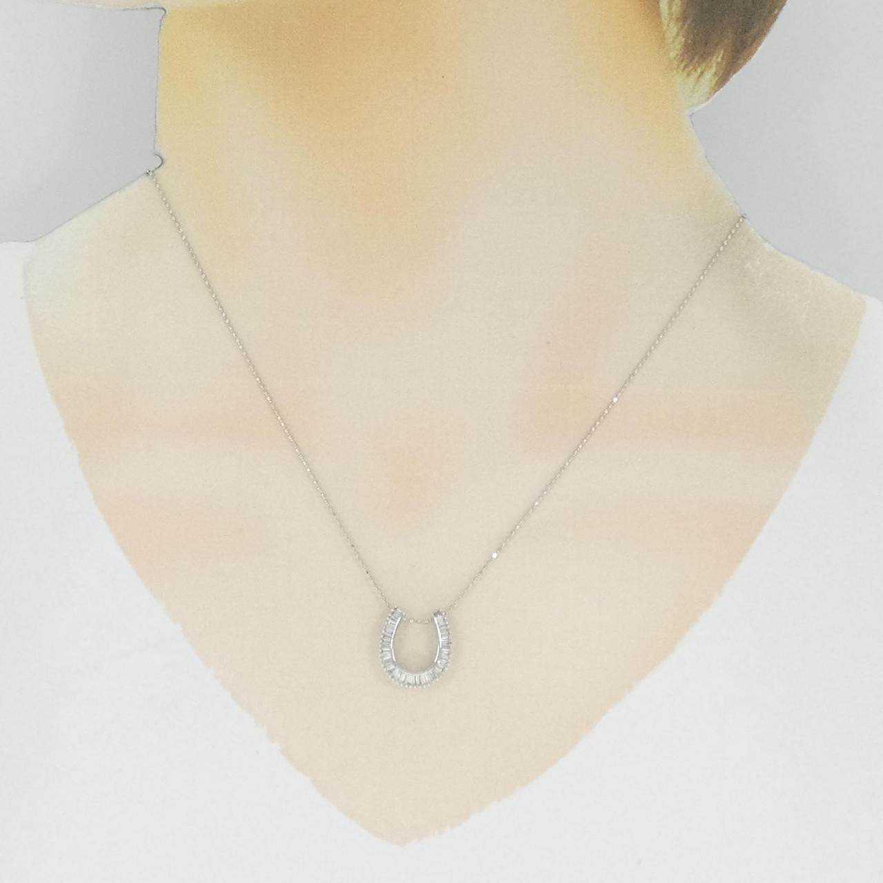 K18WG ホースシュー ダイヤモンド ネックレス