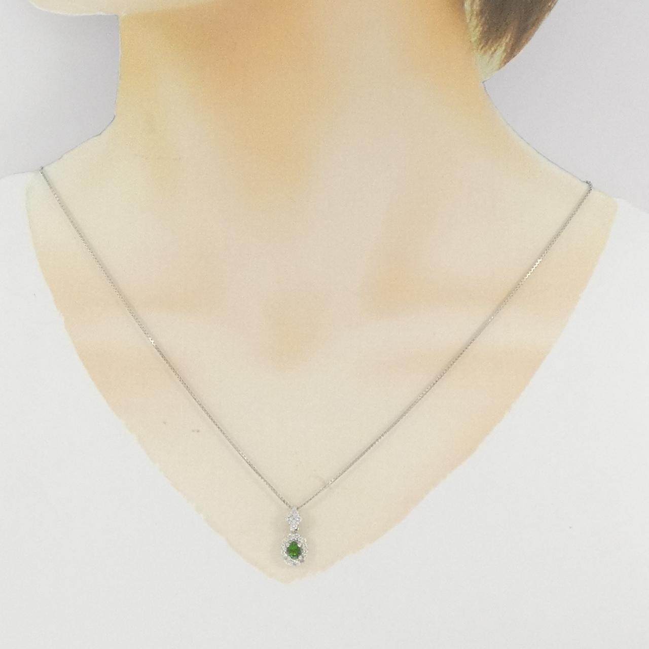 Pt900 Pt850 デマントイドガーネット ダイヤモンド ネックレス