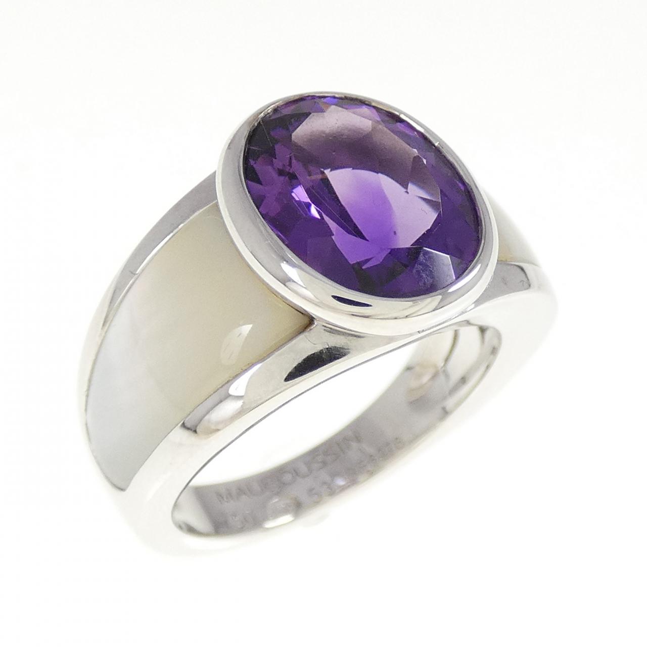 モーブッサン 750ホワイトゴールド アメジスト マザーオブパール リング