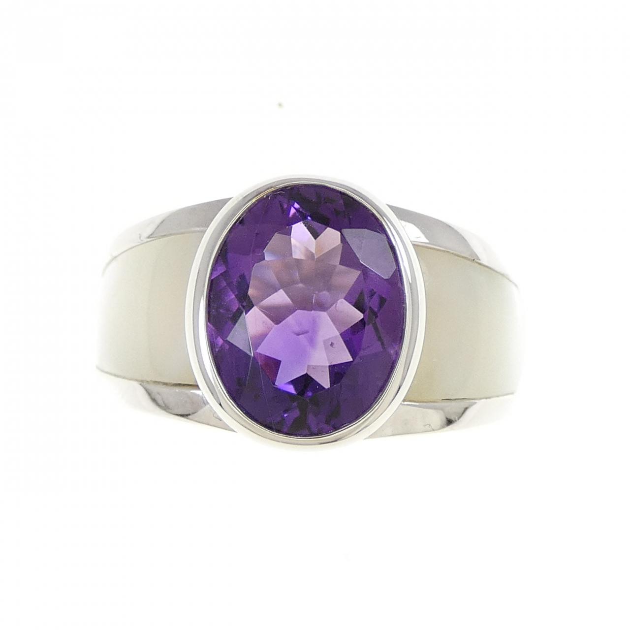 モーブッサン 750ホワイトゴールド アメジスト マザーオブパール リング