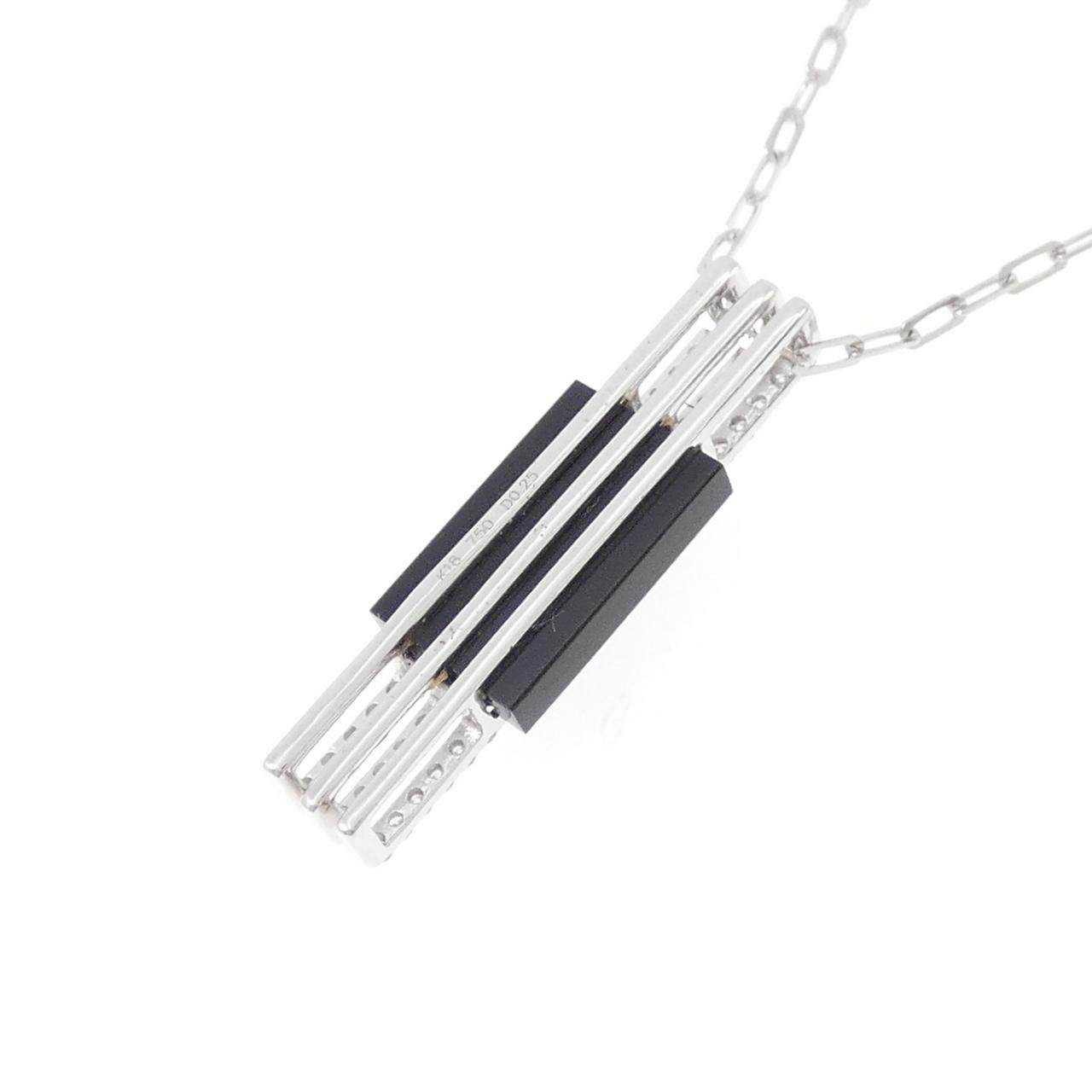 Au750ホワイトゴールド オニキス ダイヤモンド ネックレス