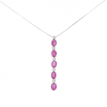 K14WG ルビー ダイヤモンド ネックレス