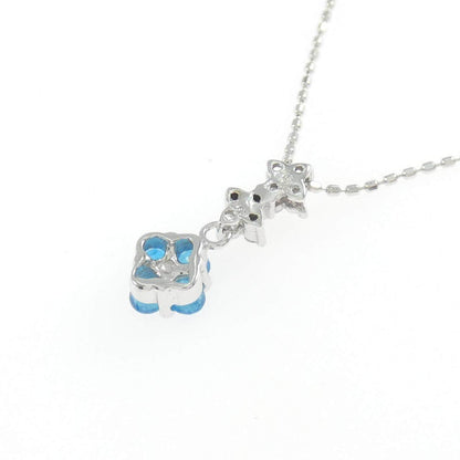 Au750ホワイトゴールド アパタイト フラワー ダイヤモンド ネックレス