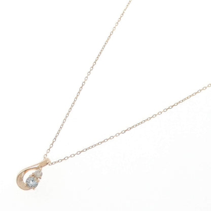 ヨンドシー K10ピンクゴールド アクアマリン ダイヤモンド ネックレス
