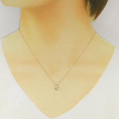 4°C K10 ピンク ゴールド アクアマリン ダイヤモンド ネックレス