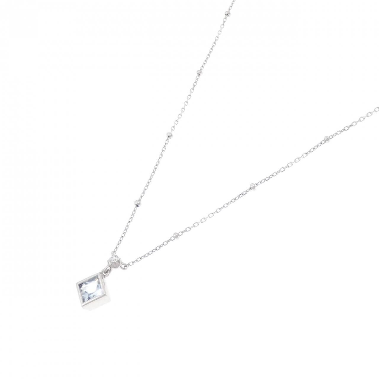ヨンドシー Au750ホワイトゴールド アクアマリン ダイヤモンド ネックレス