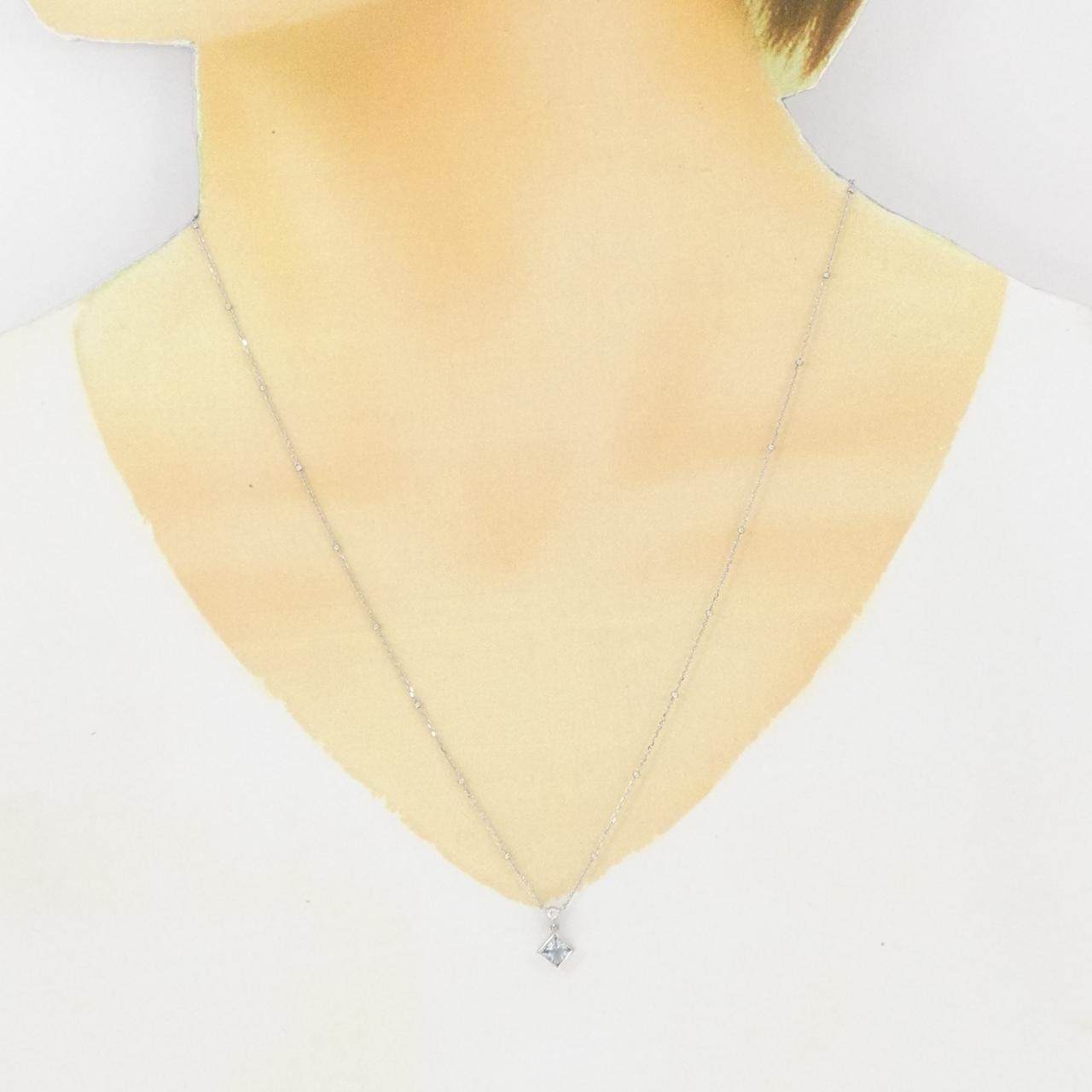 ヨンドシー Au750ホワイトゴールド アクアマリン ダイヤモンド ネックレス