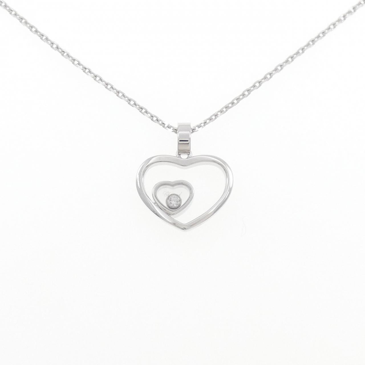ショパール ハッピー ハーツ 750 ホワイト ゴールド ダイヤモンド ネックレス