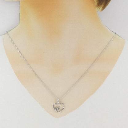 ショパール ハッピー ハーツ 750 ホワイト ゴールド ダイヤモンド ネックレス