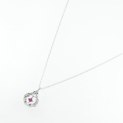 K10 ホワイト ゴールド ルビー ダイヤモンド ネックレス