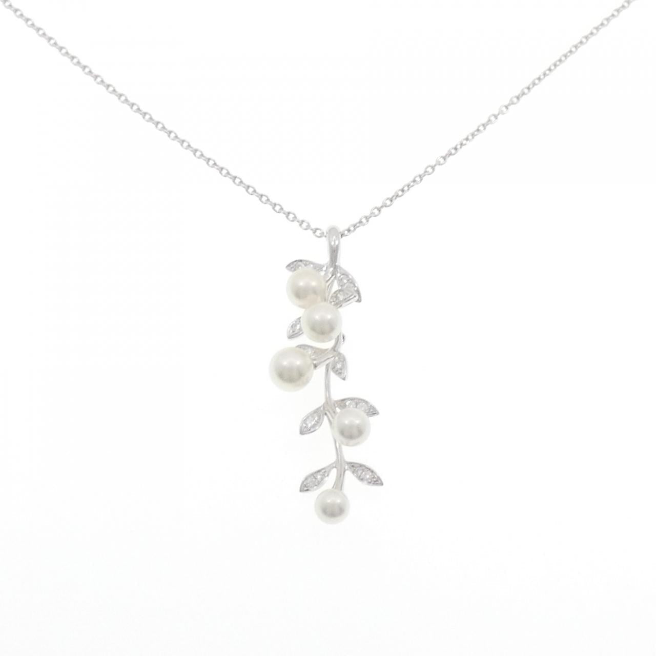 ミキモト PP-1923MU K18 ホワイト ゴールド アコヤ パール ダイヤモンド ネックレス