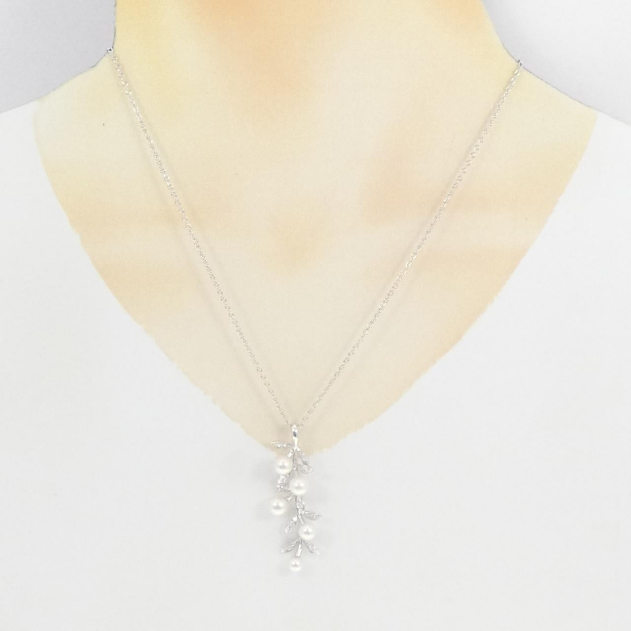 ミキモト PP-1923MU K18 ホワイト ゴールド アコヤ パール ダイヤモンド ネックレス