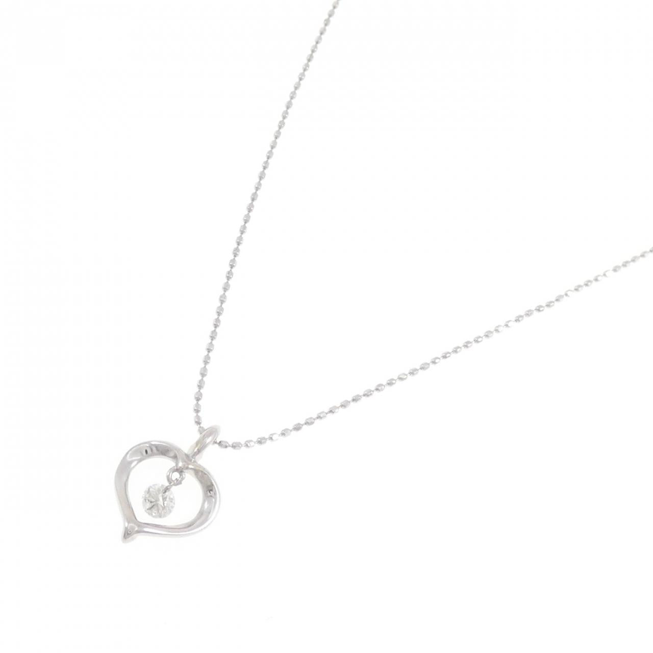 K18ホワイトゴールド ハート ダイヤモンド ネックレス