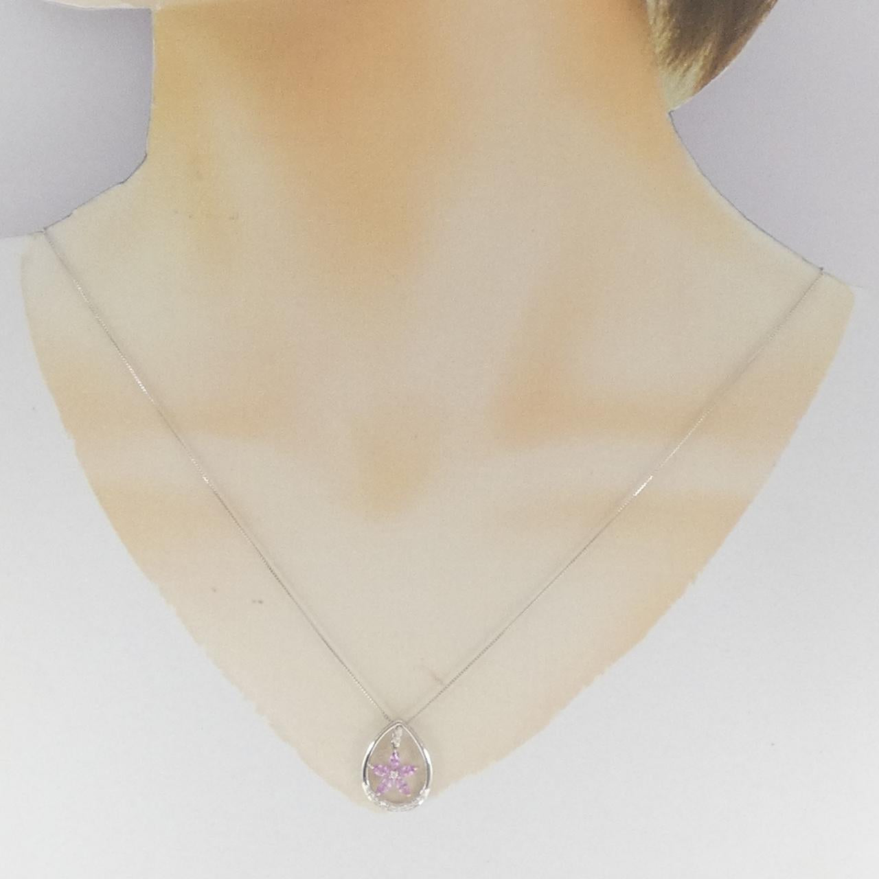 K18WG サファイヤ ダイヤモンド ネックレス