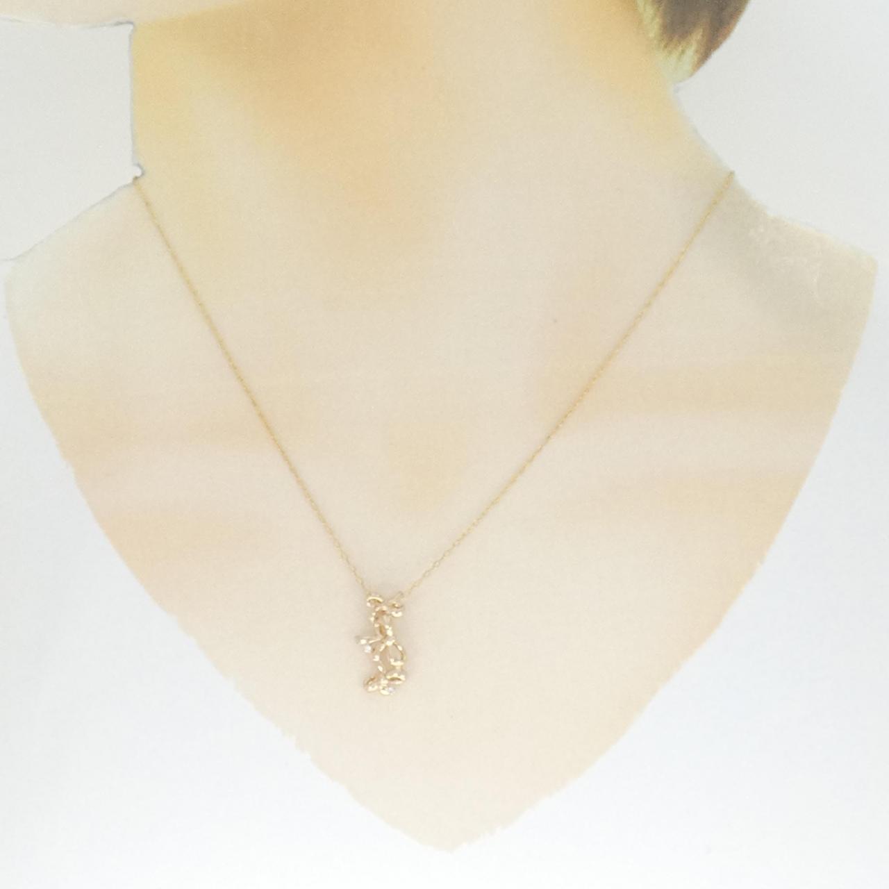 Au750 リボン ダイヤモンド ネックレス