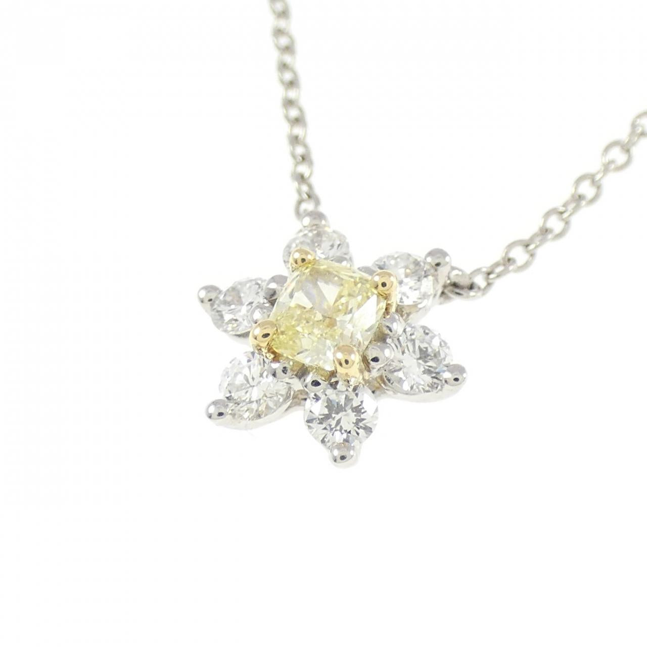 ティファニー バターカップ プラチナ950 18金イエローゴールド ダイヤモンドネックレス