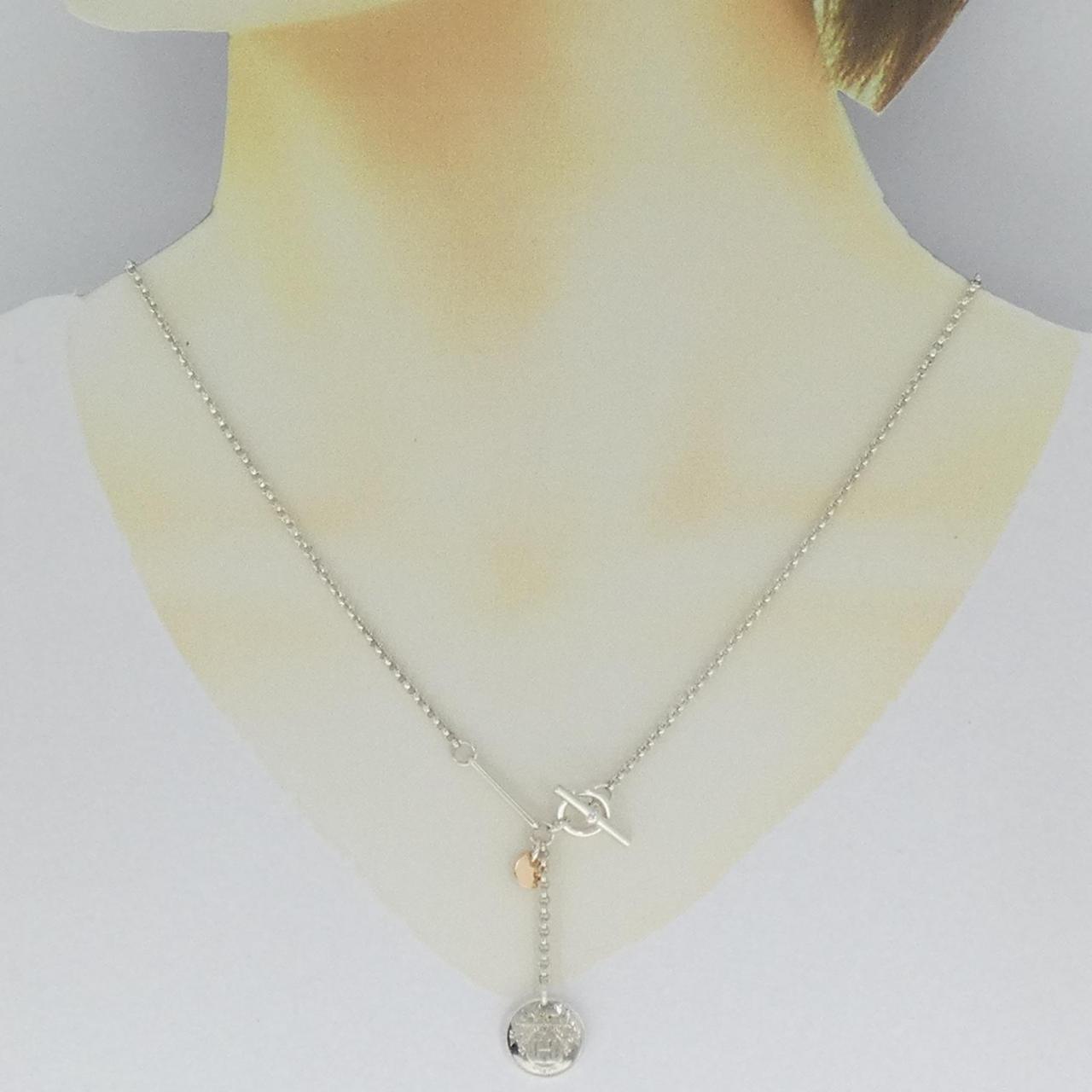 エルメス エクスリブリス 925シルバー 750ピンクゴールド ネックレス