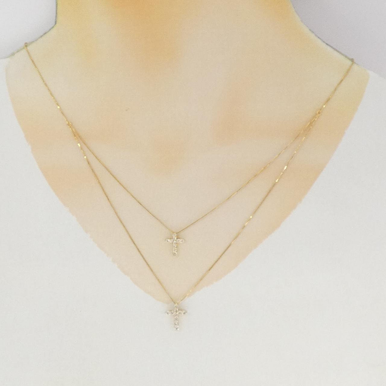 K18YG ダイヤモンド クロス ネックレス