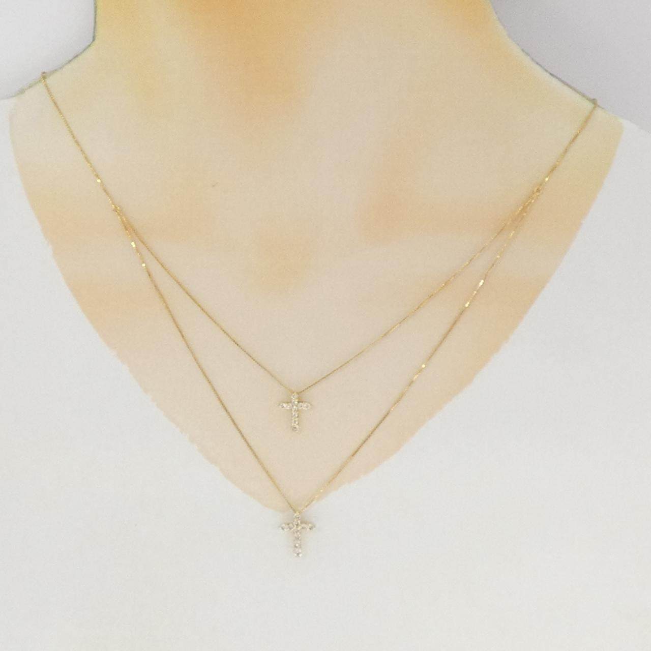 K18YG ダイヤモンド クロス ネックレス