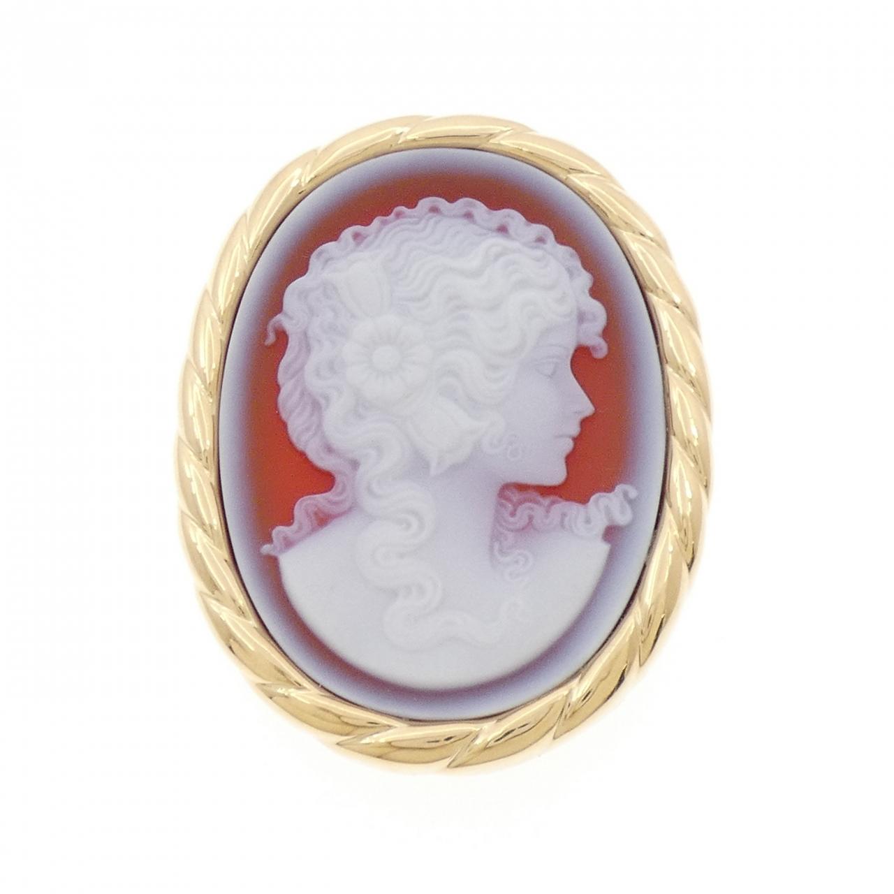 Au750 アゲート カメオ 2way ブローチ ペンダント