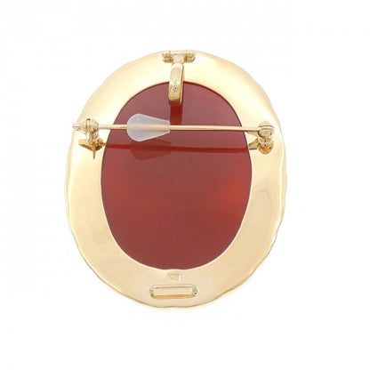 Au750 アゲート カメオ 2way ブローチ ペンダント