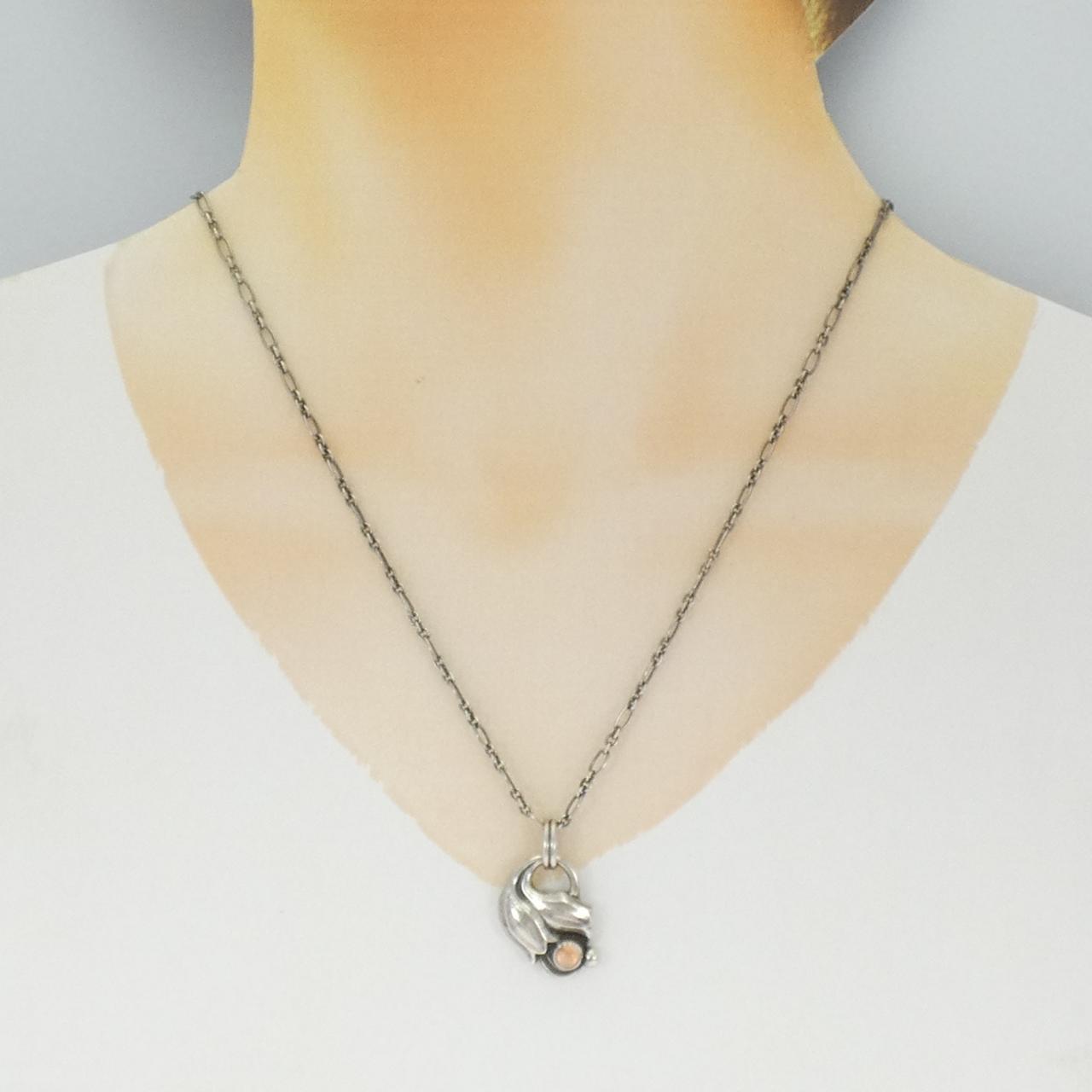 ジョージジェンセン 925シルバー ローズクオーツ ネックレス