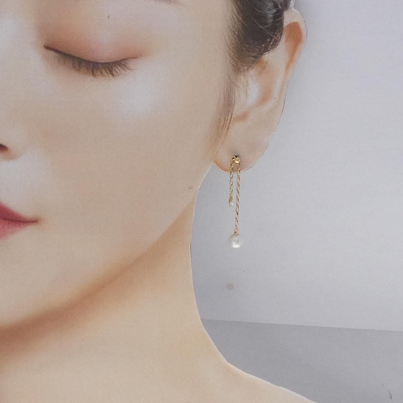 ミキモト アコヤ真珠 Au750 ダイヤモンドピアス