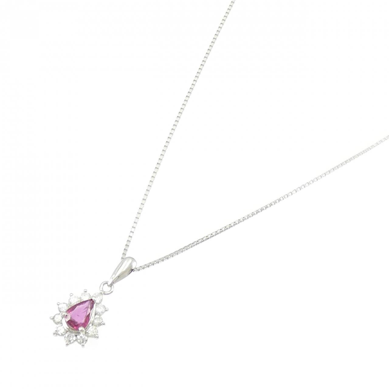 PT850 ルビー ダイヤモンド ネックレス
