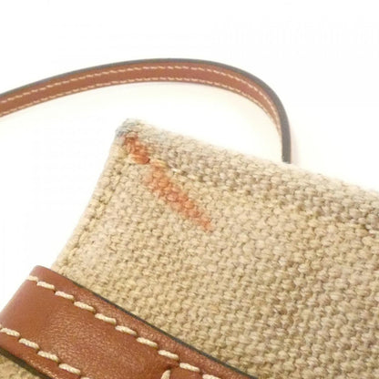クロエ ウッディ リネンキャンバス カーフ トートバッグ