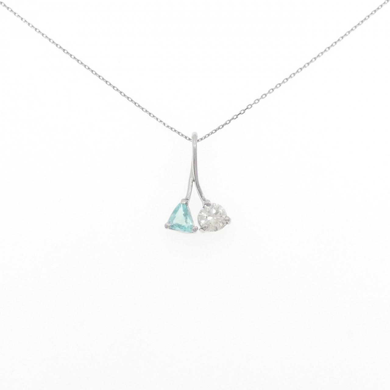 Pt900/PT850 トルマリン ダイヤモンドネックレス