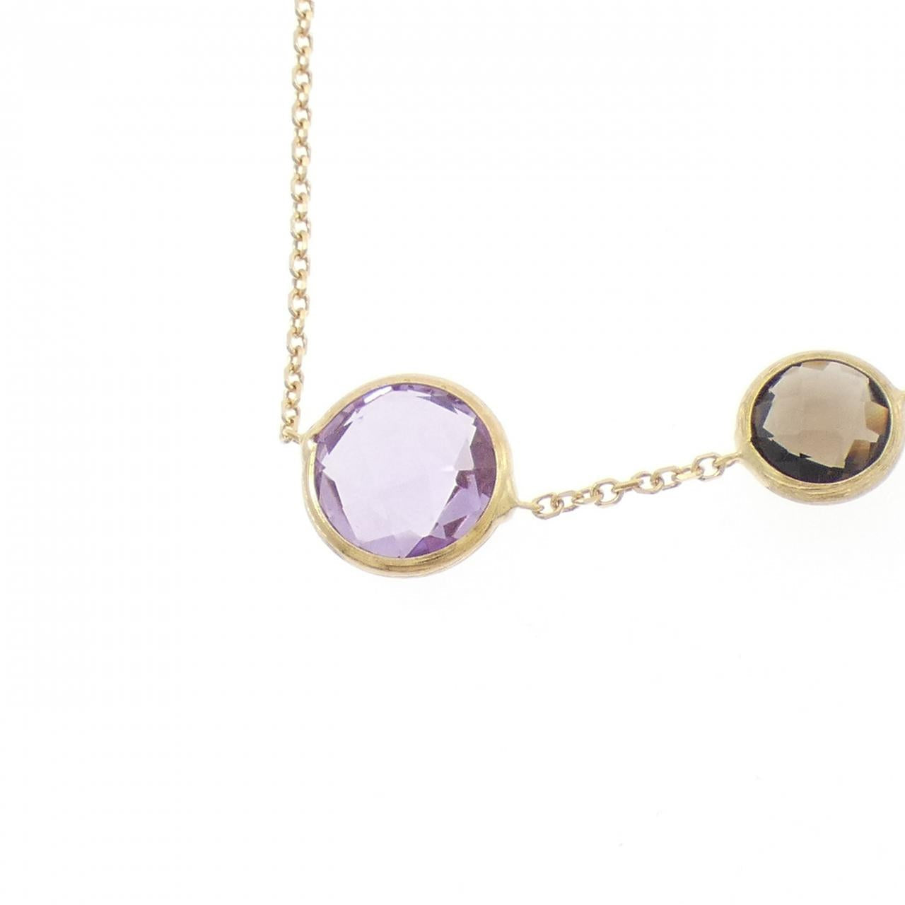 750イエローゴールドカラーストーンネックレス