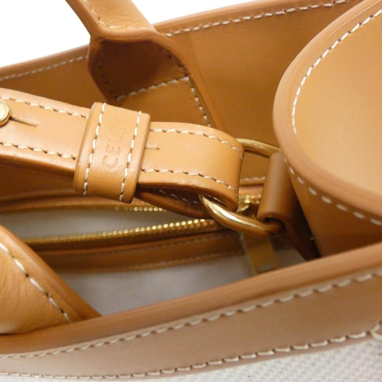 セリーヌ Small Vertical Celine Cabas コットンキャンバス カーフ トートバッグ